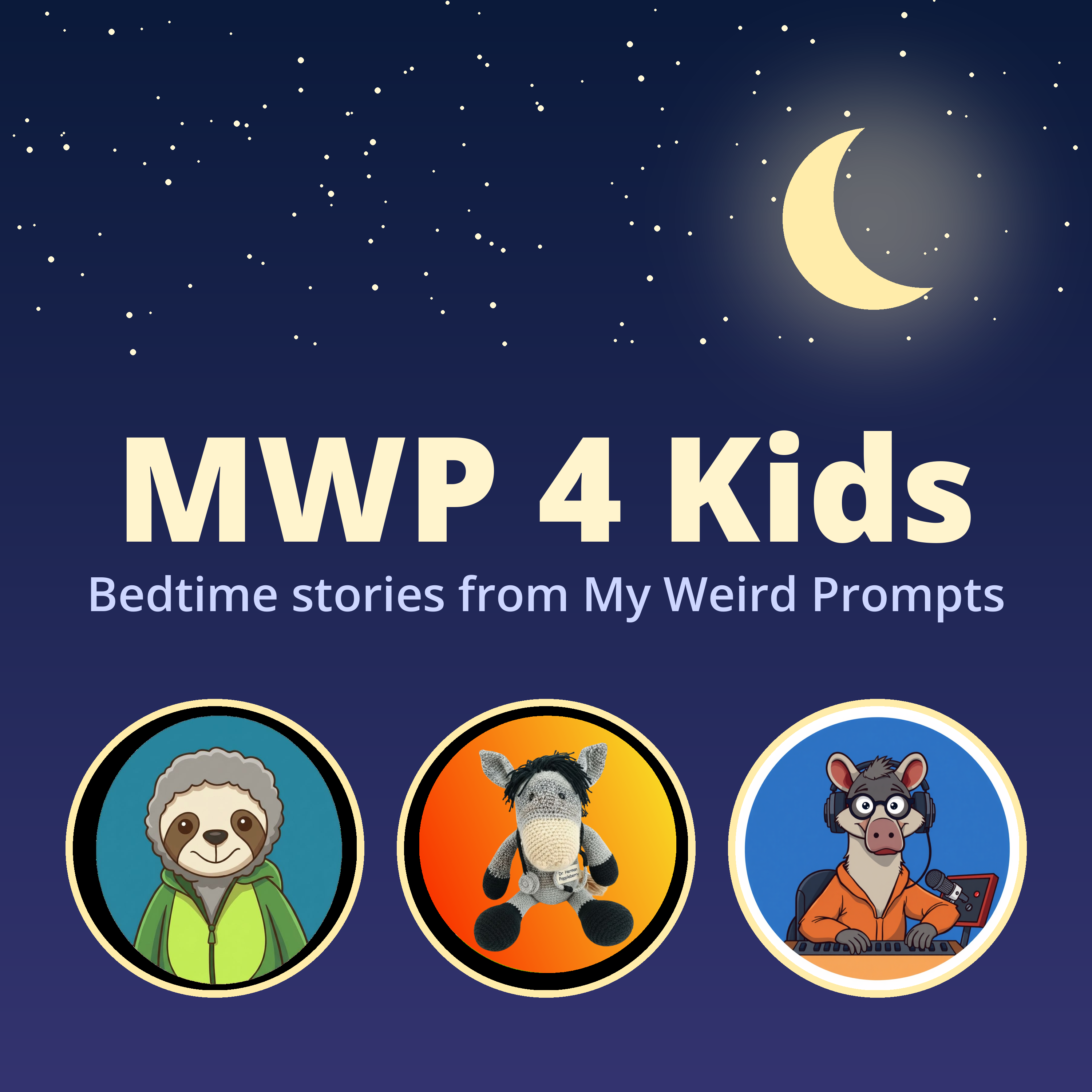 MWP 4 Kids cover: Corn, Herman and Hilbert under a crescent moon